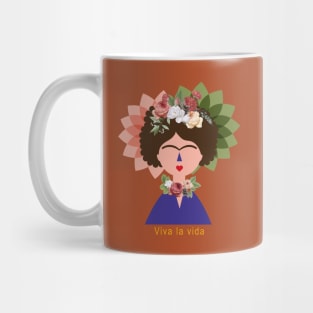 Summer cute colorful feminist Frida kahlo portrait flowers viva la vida Mug